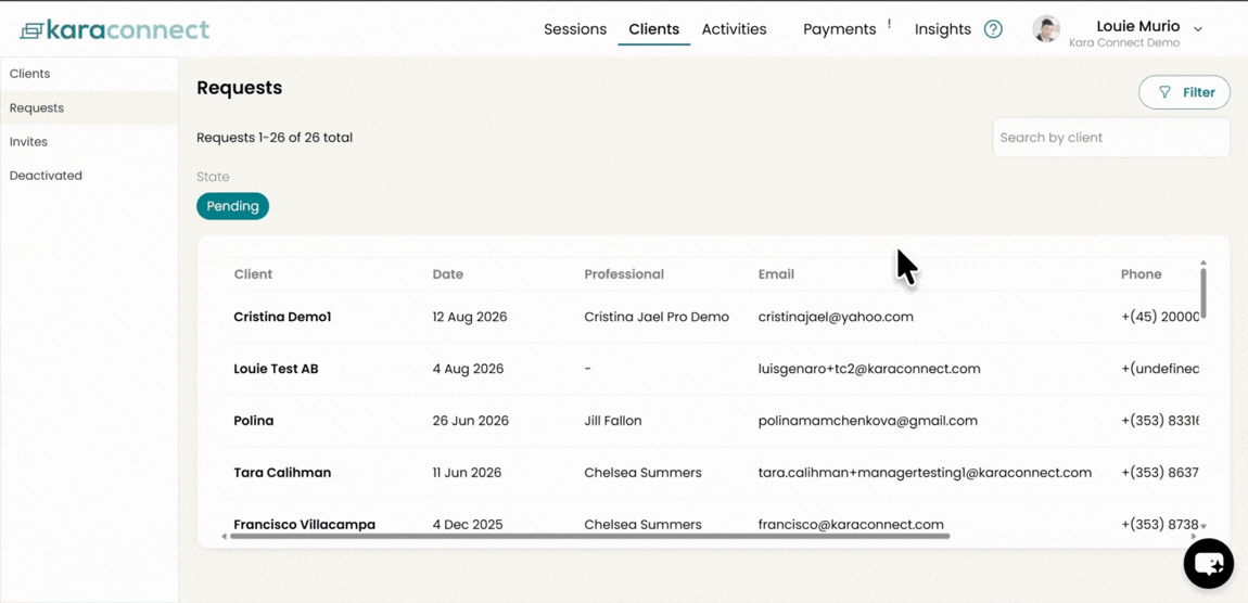Booking Session for Clients