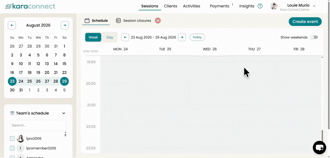 Payments Tab - Cancelled Paid Session